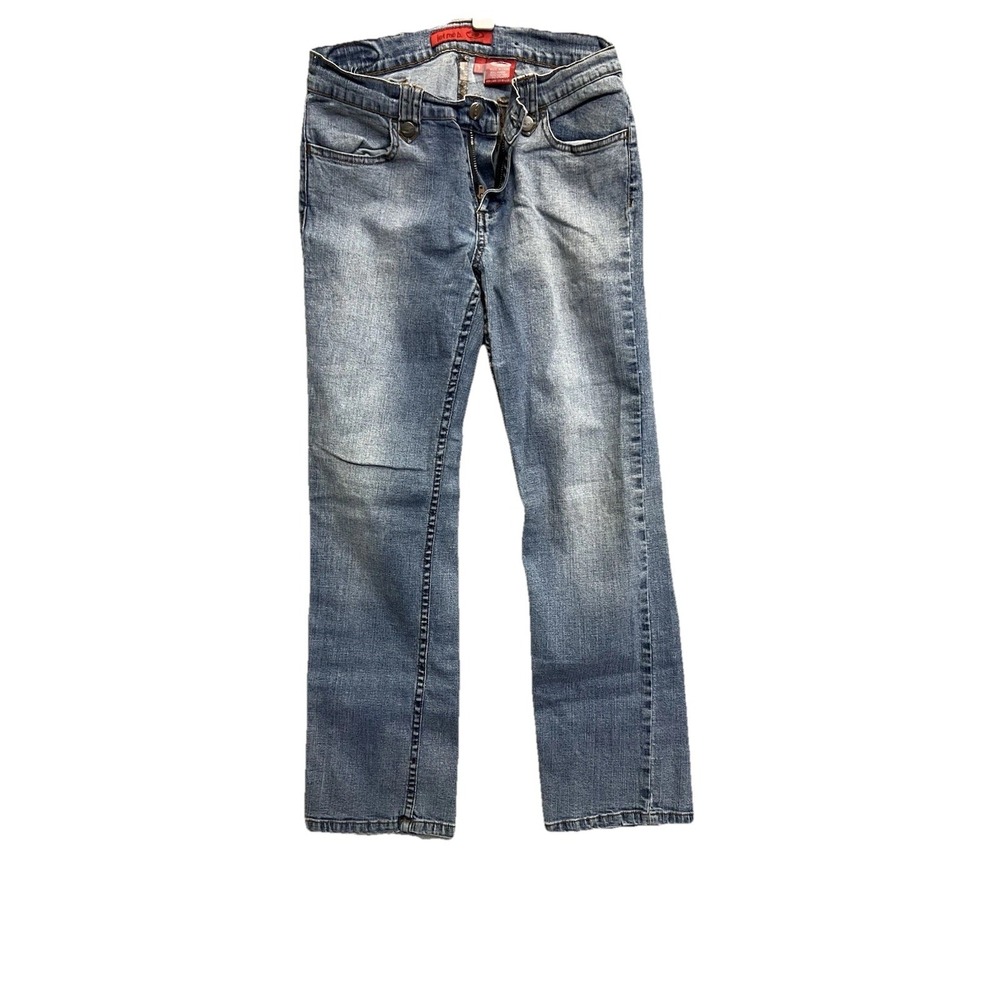 Bongo Let Me B. Cinch Back Flare Jeans Medium Wash Blue Denim Size 7 Y2K Style
